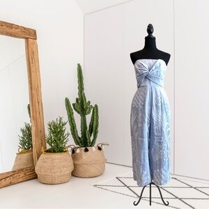 Anthropologie Aijek Strapless Embroidered Twist Front Jumpsuit